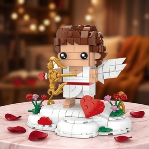 Figura de Bloques de Construcción Cupido, Ángel del Amor, Modelo de Ladrillos con Arco, Flecha, Alas, Corazón, Base de Nube, Decoración DIY para Regalo de San Valentín - Product Image 3