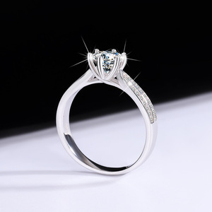 SPJ bajo MOQ al por mayor S925 plata doble capa 6 puntas Pave VVS Moissanite anillos compromiso laboratorio diamante boda joyería conjunto - Product Image 3