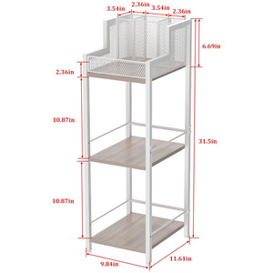Estante de Almacenamiento de Tres Niveles, Blanco, 3 Pisos, Estantes Independientes para Baño - Product Image 4