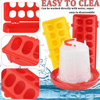 Fournitures d'alimentation en plastique, ensemble de mangeoire et d'abreuvoir pour poulets de 1 L, distributeur d'aliments à couvercle rabattable pour la volaille de petite taille, oiseaux de cour