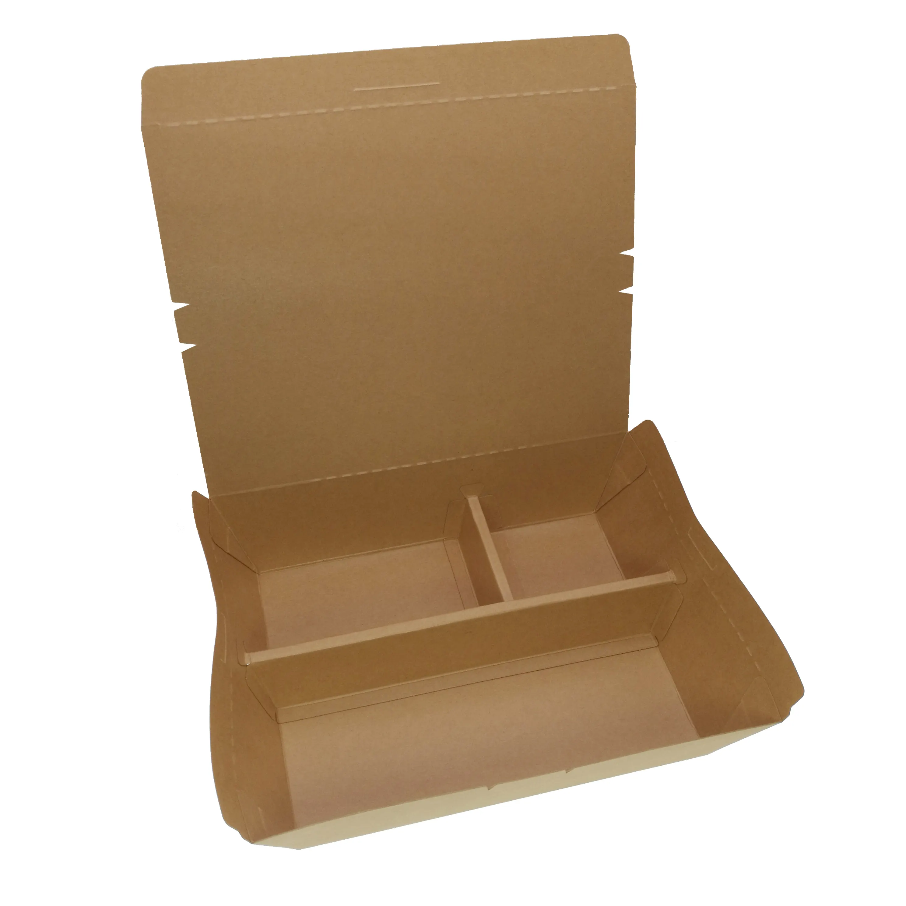 Big size 200pcs/ctn Creative design disposable lunch 3 sections cells paper cardboard eco friendly fast food packaging box