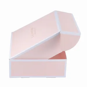 Caixa de envio de cosméticos para maquiagem personalizada reciclada por atacado, peruca rosa, embalagem de papel Kraft para presente, caixa postal com logotipo