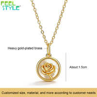 Nouveau collier personnalisé en acier inoxydable 316L avec fleur, chaîne épaisse plaquée or PVD, bijoux avec pendentif mini rose gravé
