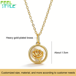 Nuevo Collar Personalizado de Acero Inoxidable 316L con Flor, Cadena de Eslabones Gruesos con Baño de Oro PVD, Joyería con Colgante Mini Rosa Grabado - Product Image 6
