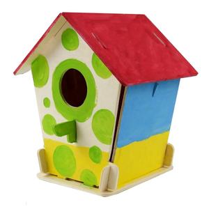 El Yapımı Modern Özel Tasarım Çevre Dostu BSCI Sertifikalı Çiçek Desenli Ahşap Kuş Yuvası Kafesi, Dış Mekan Kullanımı İçin Düğme Kapatmalı - Product Image 3