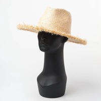 Chapeau de plage en raphia avec pompon, vente en gros
