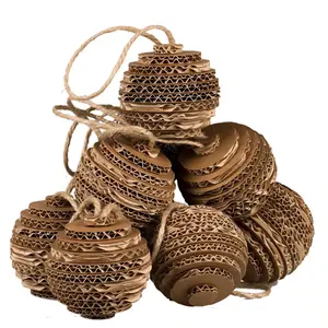 Palline di Natale in Cartone Sekkei, Grandi 8cm, Ornamenti da Appendere, Decorazioni Rustiche Fatte a Mano Ecologiche - Product Image 1