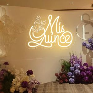 Letrero <span class=keywords><strong>de</strong></span> Neón Mis Quince con Diseño <span class=keywords><strong>de</strong></span> Mariposa Grabado, Decoración <span class=keywords><strong>de</strong></span> Pared para Fiesta <span class=keywords><strong>de</strong></span> Cumpleaños, Letreros <span class=keywords><strong>de</strong></span> Neón Personalizados - Product Image 3