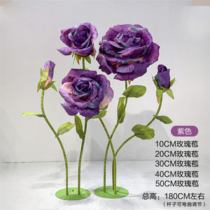 Décoration de salle de mariage en gros : Grandes fleurs géantes en papier rose rouge faites à la main pour vitrine - Product Image 6