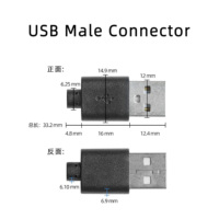 Kopfhörer 2,5mm Adapter Mono-Stecker 3,5mm Männlicher Aux-Audiostecker auf USB 2.0 Männliches USB-Kabel