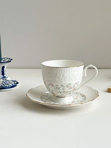 Tazza di ceramica trasparente chiara moderna britannica goffrata piccola tazza di caffè fresco elegante <span class=keywords><strong>per</strong></span> tè pomeridiano tazza singola - Product Image 6