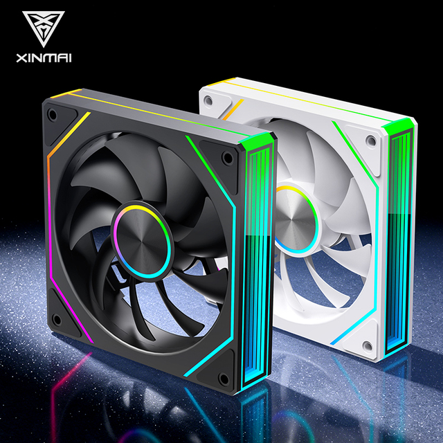 XINMAI 120mm ARGB PWM PC Cooling Fan Computer Case Fan Black White RGB Silent Cooling Fan OEM ODM Manufacturer