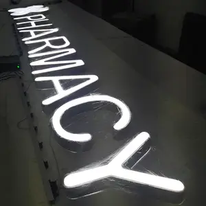 Led luar ruangan kustom lampu depan Logo 3D toko iklan apotek desain papan tanda Led