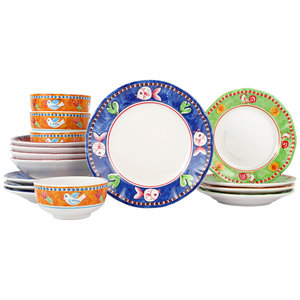 Mélamine <span class=keywords><strong>Campagna</strong></span> Assortiment de seize pièces Place Setting vaisselle de camping - Product Image 1