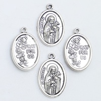 Pendentif médaille Sainte Thérèse chrétienne de style religieux de 1 pouce priez pour nous en alliage métallique