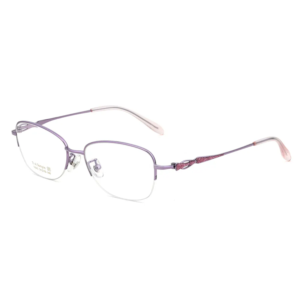Titanium Half Frame Oogbril B Titanium Optische Bril Leeskaders Ip Plating Titanium Brillen Voor Vrouwen