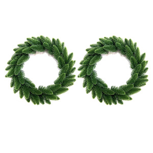 Couronne de Noël en aiguilles de pin de 20 pouces, décoration murale extérieure, style traditionnel - Product Image 5