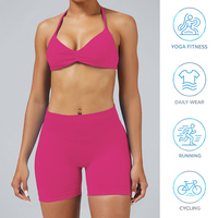 Shorts de sport et yoga côtelés sans couture pour femme, taille haute, effet push-up, maintien élevé, respirants, séchage rapide, couleur unie