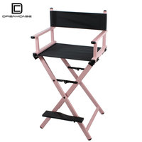 DreamCase Chaise de directeur portable pliante en aluminium Chaise de salon de coiffure et de maquillage avec appui-tête