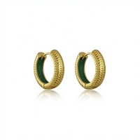 Boucles d'oreilles créoles classiques plaquées or 18 carats avec émail motif écaille de serpent pour femme, idéales pour le quotidien ou comme cadeau