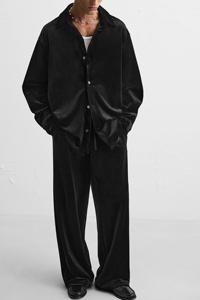 <span class=keywords><strong>Pantaloni</strong></span> da Uomo Casual Eleganti con Vestibilità Ampia e Drappeggiata, <span class=keywords><strong>in</strong></span> <span class=keywords><strong>Velluto</strong></span> Vintage, Gamba Larga Dritta, <span class=keywords><strong>Vita</strong></span> Elasticizzata, Stile Baggy - Product Image 3