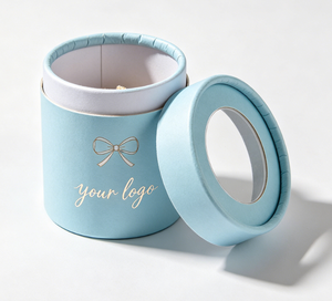 Custom Eco-friendly Round Paper Tube Box with Clear <b>Window</b> and Gold <b>Foil</b> Printing for Candle and Gift Packaging - Product Image 2