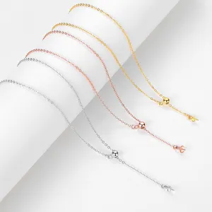 Catena per cavi regolabile in argento Sterling 925 100% placcato in oro con tappo di perline collana di perle risultati accessori per gioielli