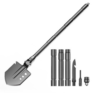 Pelle pliante multifonction D14 31 noire, équipement de survie pour le camping en plein air, qualité industrielle avec poignée en D - Product Image 1