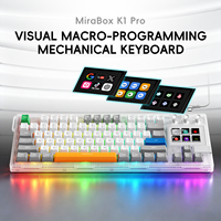 Teclado Mecánico Transparente MiraBox K1 Pro con Teclas Macro LCD y Perillas Personalizables para Configuración de Creadores de Contenido y Videojuegos