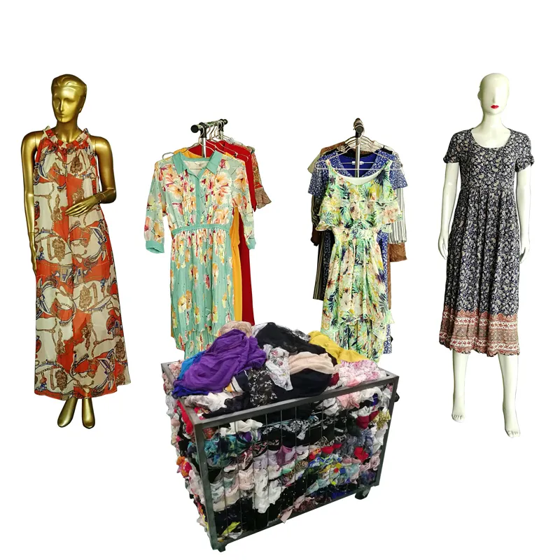 Second Hand Used Ladies Silk Dress Wholesale Mitumba 100Kg Bales Canada Dubai Korea Used Clothing