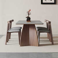 Table à manger en pierre moderne et minimaliste personnalisable, 6 places, pour la maison et les bars, montage facile, petits espaces