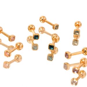 Pendientes de tuerca cuadrados de 12 colores con piedra de nacimiento, chapados en oro, de acero inoxidable, con circonita, hipoalergénicos, joyería para mujer al por mayor - Product Image 1