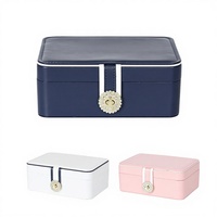 Boîte de rangement à bijoux de luxe européenne Fuxin à double couche en PU, grande capacité, multi-niveaux, 23x16x9cm, pour boucles d'oreilles, bagues, accessoires