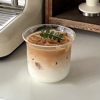 Verres à café coréens à large bord en borosilicate transparent, jolis gobelets pour boire du lait, du vin, de l'eau