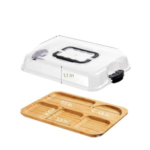 Tabla de servir de bambú con tapa y compartimentos, bandeja de madera para aperitivos y plato de queso para fiestas - Product Image 5
