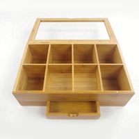 Organisateur de sachets de thé rectangulaire moderne en bambou finition brillante, capacité 1-3L, préservation de la fraîcheur, portable pour le stockage alimentaire