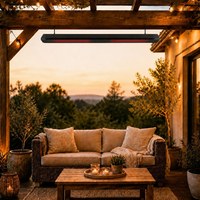 JHheatsup Nouveau Design Panneau Chauffant Métallique à Infrarouge IR avec Contrôle par Application Tuya, Chauffage d'Extérieur 2200W pour 110 pieds carrés avec Télécommande