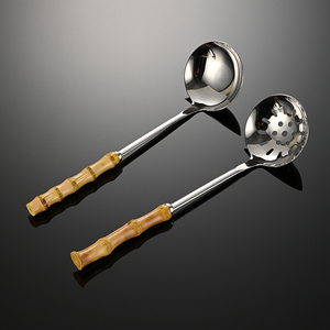 Cấp thực phẩm tre xử lý Scoop tiện ích nhà bếp thép không gỉ mì Canh Muỗng đặt 1058019 - Product Image 1