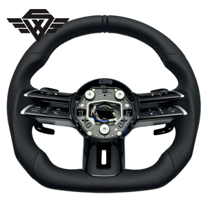 พวงมาลัยรถยนต์หนังแท้ดีไซน์สปอร์ตแบบกำหนดเองสำหรับ <span class=keywords><strong>Mercedes</strong></span> Benz GLC GLA45 GL-S63 <span class=keywords><strong>AMG</strong></span> 809 <span class=keywords><strong>223</strong></span> W205 W222 R231 - Product Image 1