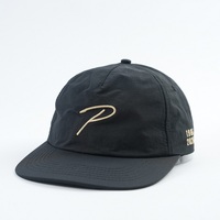 Gorras Personalizadas de 5 Paneles, Estilo Deportivo, Color Negro, con Logotipo Bordado, Tela de Nailon, para Uso Empresarial