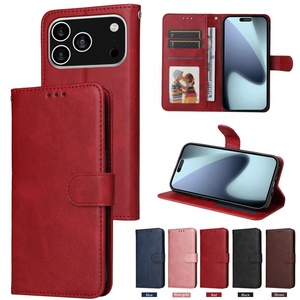<span class=keywords><strong>เคส</strong></span>หนังแบบพับได้สำหรับ iPhone 18 Pro Max 17 16 15 14 พร้อมช่องใส่บัตร แม่เหล็กในตัว ป้องกันการกระแทก สีแดง - Product Image 1