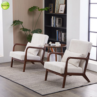 En stock chaise de salon rembourrée nordique moderne chaise longue en bois massif pour fauteuil de salle de lecture de café 5373