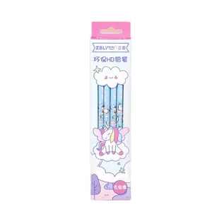 Termurah perlengkapan sekolah prasekolah grosir kualitas tinggi Kawaii unicorn dicetak HB pensil kayu dari produsen di Cina