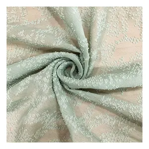 Eco-friendly Pearl chiffon polyester fabric jacquard cut flower soft hemp imitation hemp dot chiffon fabric dresses clothing