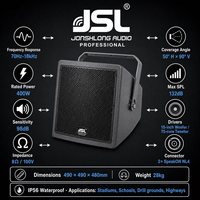 Haut-parleur de sonorisation JSL 15 pouces haute puissance à longue portée 400W, résistant aux intempéries IP56, pour stade
