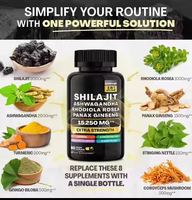 Capsules de Shilajit avec Ashwagandha et Ginseng Panax – Complément Herbal pour l'Énergie, la Vitalité et le Bien-être Quotidien – OEM ODM Marque Privée