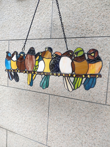 แผงกระจกสีทิฟฟานี่ลายนกสิบตัว ขนาด 50*19 ซม. สำหรับตกแต่งห้องนอนและห้องนั่งเล่น - Product Image 6