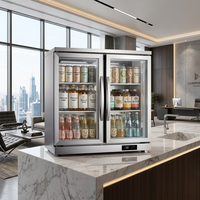 Réfrigérateur à boissons froides personnalisé avec porte vitrée arrière, refroidissement par air forcé, pour le stockage de vin domestique et l'utilisation hôtelière