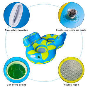 Colchoneta flotante inflable doble ovalada de PVC, sofá flotante para piscina con respaldo para fiestas - Product Image 4