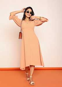 Vestido midi con mangas detalladas, vestido informal para mujer con tela ligera, silueta favorecedora y ajuste cómodo. - Product Image 5